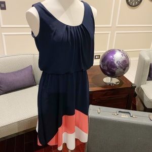 Enfocus Studio Navy Blue Pink & White Dress Size 8